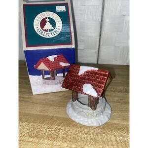 Christmas Valley Porcelain Wishing Well Hand Painted 3” X 3” Boxed